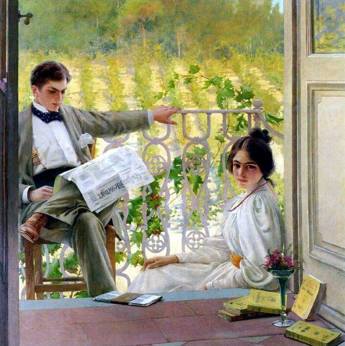 Vittorio Matteo Corcos Pomeriggio in terrazza